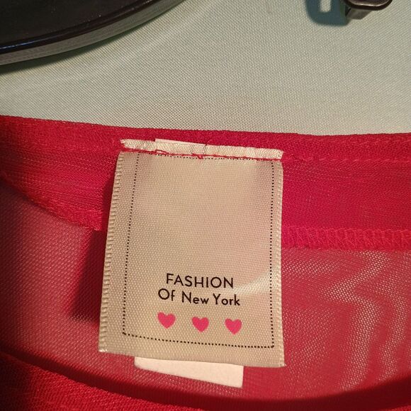 Red Long Sleeve Rhinestone Studded Top Bling Sparkle Shirt Size 2X - Picture 4 of 5